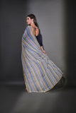 Multicolor Pastel Striped Saree with Subtle Gold Border Elegant Daily & Festive Wear
