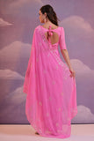 Hot Pink Georgette Saree with Hand Embellished Floral Sequins