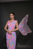 Pastel Pink Tie-Dye Saree with Floral Sequin Embroidery