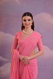Baby Pink Georgette Saree with Subtle Circular Embroidery – Elegant Daytime Charm