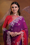 Pink Georgette Saree with 3D Floral Embroidery – Elegant Evening Wear