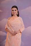 Peach Georgette Saree with Multicolor Kite Motifs – Contemporary Festive Charm