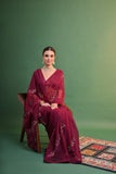 Wine Georgette Saree with Floral Sequin Embroidery