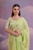 Elegant Green Georgette Saree with Embellished Motifs