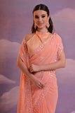 Peach Blossom Georgette Saree with Hand Embroidered Sequin Detailing