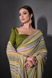 Multicolor Pastel Striped Saree with Subtle Gold Border Elegant Daily & Festive Wear