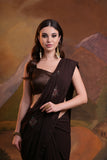 Elegant Coffee Brown Georgette Saree with Embellished Motifs