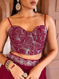 Elegant Red Georgette Lehenga with Embroidered Bustier & Dupatta