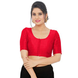 Women’s Red Saree Blouse, Ready Made Plain Blouse for Saree, Half Sleeve Ethnic Choli Top, Festive Party Wear Blouse