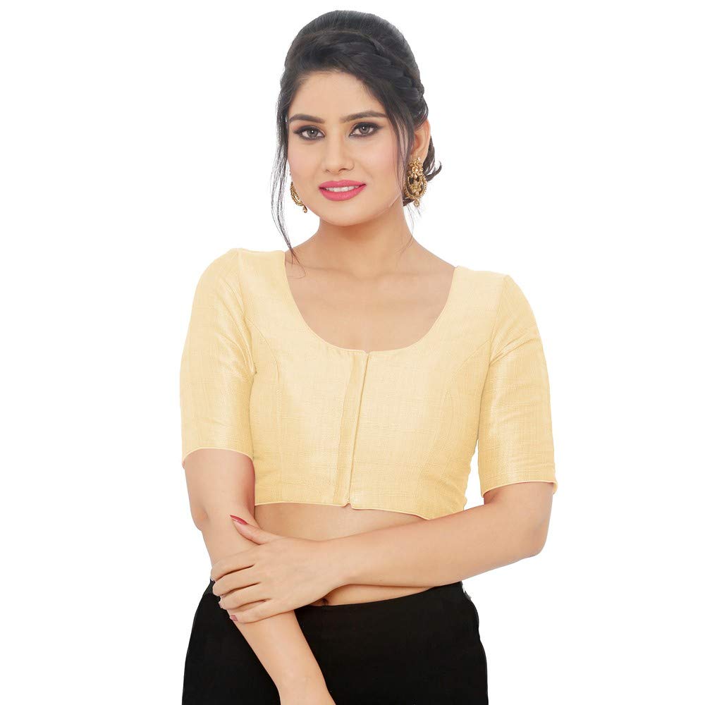 Women’s Cream Saree Blouse, Ready Made Plain Blouse for Saree, Half Sleeve Ethnic Choli Top, Festive Party Wear Blouse