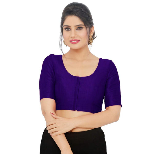 Women’s Purple Saree Blouse, Ready Made Plain Blouse for Saree, Half Sleeve Ethnic Choli Top, Festive Party Wear Blouse