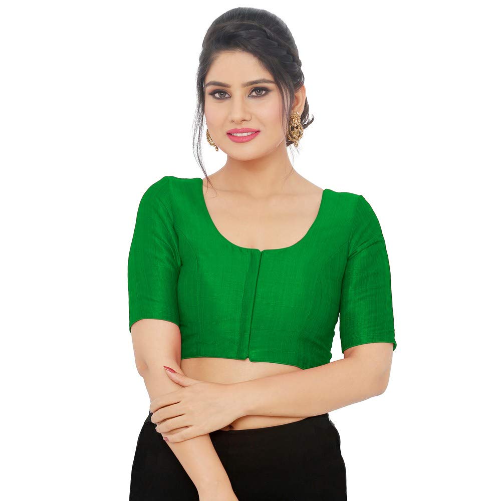 Women’s Green Saree Blouse, Ready Made Plain Blouse for Saree, Half Sleeve Ethnic Choli Top, Festive Party Wear Blouse