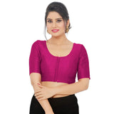 Women’s Magenta Pink Saree Blouse, Ready Made Plain Blouse for Saree, Half Sleeve Ethnic Choli Top, Festive Party Wear Blouse