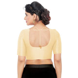 Women’s Cream Saree Blouse, Ready Made Plain Blouse for Saree, Half Sleeve Ethnic Choli Top, Festive Party Wear Blouse