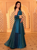Teal Sapphire Pleated Lehenga Set