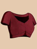 Maroon & Pink Striped Saree with Mirror and Sequin Embellishments