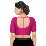 Women’s Magenta Pink Saree Blouse, Ready Made Plain Blouse for Saree, Half Sleeve Ethnic Choli Top, Festive Party Wear Blouse