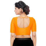 Women’s Orange Saree Blouse, Ready Made Plain Blouse for Saree, Half Sleeve Ethnic Choli Top, Festive Party Wear Blouse