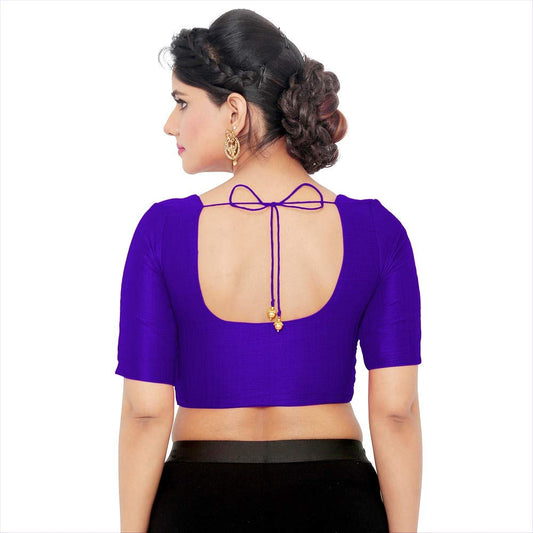 Women’s Purple Saree Blouse, Ready Made Plain Blouse for Saree, Half Sleeve Ethnic Choli Top, Festive Party Wear Blouse