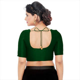 Women’s Green Saree Blouse, Ready Made Plain Blouse for Saree, Half Sleeve Ethnic Choli Top, Festive Party Wear Blouse