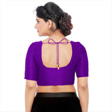 Women’s Purple Saree Blouse, Ready Made Plain Blouse for Saree, Half Sleeve Ethnic Choli Top, Festive Party Wear Blouse