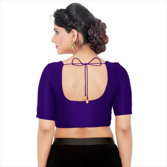 Women’s Purple Saree Blouse, Ready Made Plain Blouse for Saree, Half Sleeve Ethnic Choli Top, Festive Party Wear Blouse
