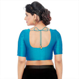 Women’s Teal Blue Saree Blouse, Ready Made Plain Blouse for Saree, Half Sleeve Ethnic Choli Top, Festive Party Wear Blouse