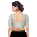 Women’s Grey Saree Blouse, Ready Made Plain Blouse for Saree, Half Sleeve Ethnic Choli Top, Festive Party Wear Blouse