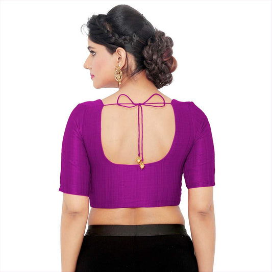 Women’s Purple Saree Blouse, Ready Made Plain Blouse for Saree, Half Sleeve Ethnic Choli Top, Festive Party Wear Blouse
