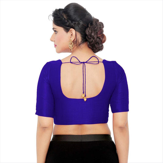 Women’s Deep Royal Blue Saree Blouse, Ready Made Plain Blouse for Saree, Half Sleeve Ethnic Choli Top, Festive Party Wear Blouse