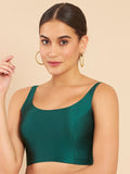 Women's Solid Silk Sleeveless Blouse Top Scoop Neck Ethnic & Party Wear for Saree, Lehenga, Skirt