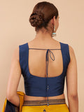 Women's Solid Silk Sleeveless Blouse Square Neck Festive Ethnic Wear