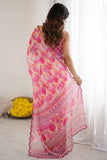 Pink & Multi Printed Saree with Scalloped Embellished Border