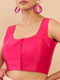 Women's Solid Silk Sleeveless Blouse Square Neck Festive Ethnic Wear