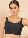 Women's Solid Silk Sleeveless Blouse Top Scoop Neck Ethnic & Party Wear for Saree, Lehenga, Skirt