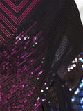 Galaxy Gleam Sequin Saree – Dual-Tone Pink & Blue with Black Sheer Pallu