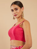 Women's Solid Silk Sleeveless Blouse Top Scoop Neck Ethnic & Party Wear for Saree, Lehenga, Skirt