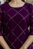 Plum Purple Embellished Georgette Sharara Set with Dupatta