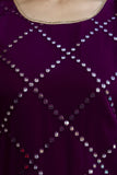 Plum Purple Embellished Georgette Sharara Set with Dupatta