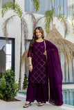 Plum Purple Embellished Georgette Sharara Set with Dupatta