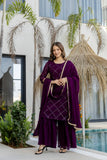 Plum Purple Embellished Georgette Sharara Set with Dupatta