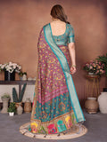 Rama Green & Wine Traditional Printed Saree with Rich Border | Festive Ethnic Wear for Women