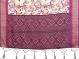 Wine & Cream Floral Printed Saree with Rich Border and Designer Pallu | Elegant Ethnic Wear for Women