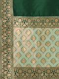 Aayat Olive Green Banarasi Silk Lehenga Set with Contrast Brocade Dupatta