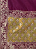 Royal Olive Green & Maroon Banarasi Silk Lehenga Set with Zari Weaving