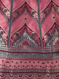 Aarvi Rani Pink Banarasi Silk Lehenga Set with Maroon Brocade Dupatta