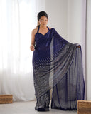 Royal Blue Sequin Saree – Glamorous Partywear Designer Saree for Women