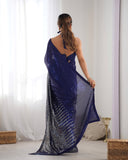 Royal Blue Sequin Saree – Glamorous Partywear Designer Saree for Women