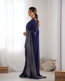 Royal Blue Sequin Saree – Glamorous Partywear Designer Saree for Women