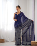 Royal Blue Sequin Saree – Glamorous Partywear Designer Saree for Women